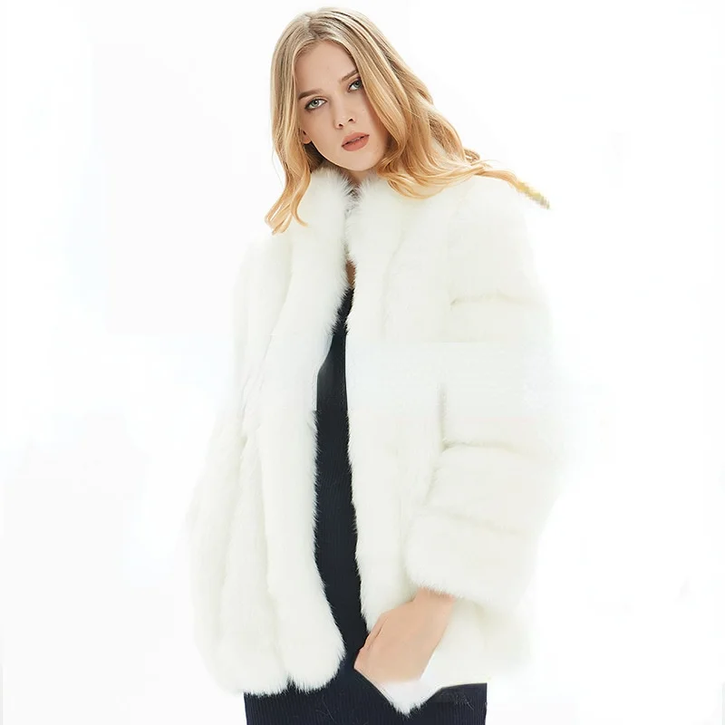 Fox Fur Faux Fur Jacket Stand Up Collar Casual Back To The Basics Womens Fur Coat Donsignet