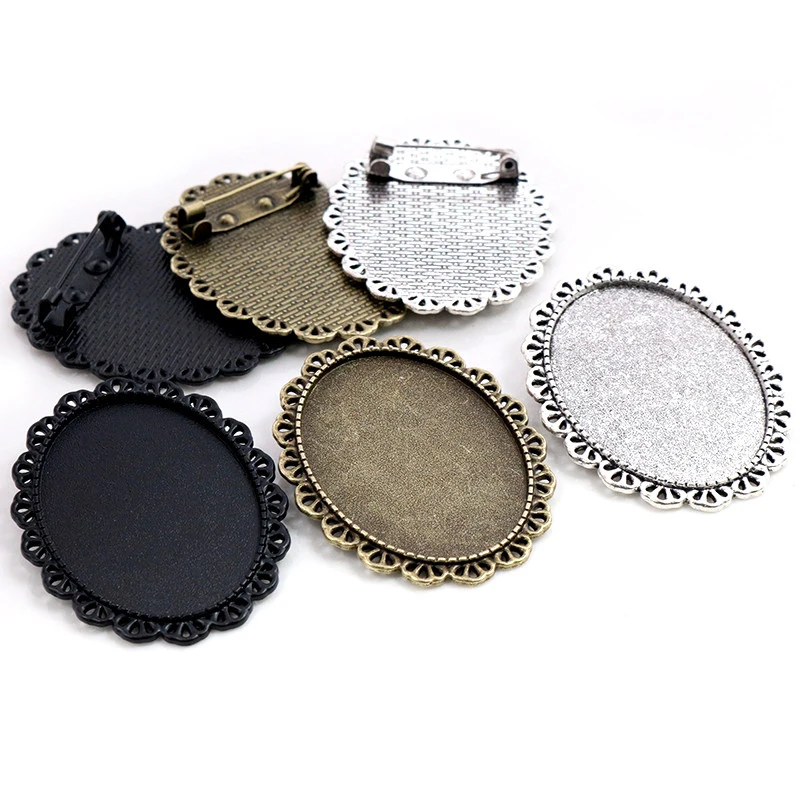 

Новые Модные 5 шт 30x40 мм Внутренний размер Античная Посеребренная и бронзовая черная булавка брошь пирсинг стиль База Установка кулон.