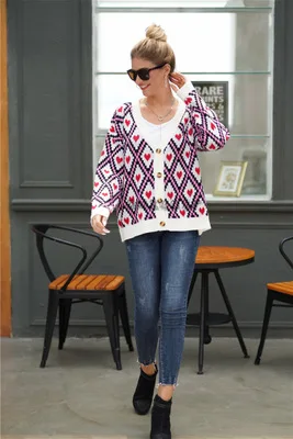 

Knit Cardigan Winter New Sweater Women V-Neck Long Sleeve Button Casual Loose Women's Knitting Cardigan Sweater