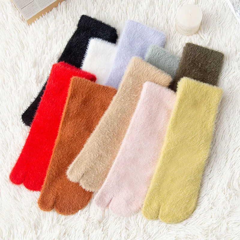 Теплые флисовые Носки с разрезами на носках зимние женские носки-шлепанцы двумя