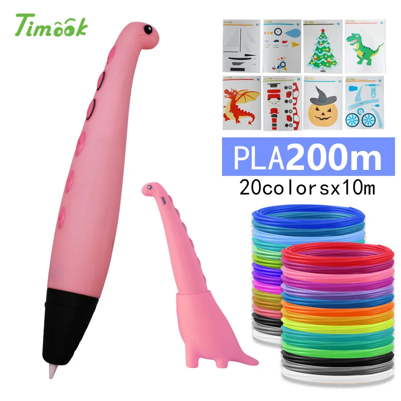 Pink pen 200m PLA Милая 3d Ручка dinosa, 3d ручки с PLA нитью, 3d модель, креативная ручка для дудлера, детский подарок, 3d Рисунок, pen-3d, ручка для печати - Цвет: Pink pen 200m PLA