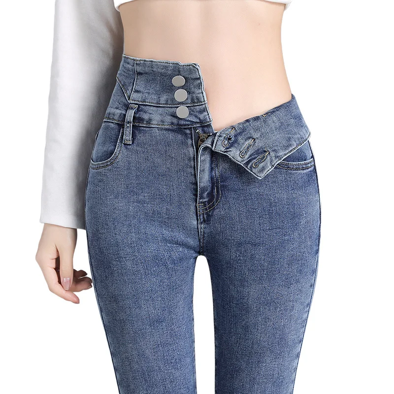 Толстые женские джинсы с флисовой подкладкой на осень и зиму в Корейском стиле