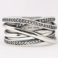 original 925 sterling silver pan ring creative hollow interwoven ring for women wedding party gift fashion jewelry