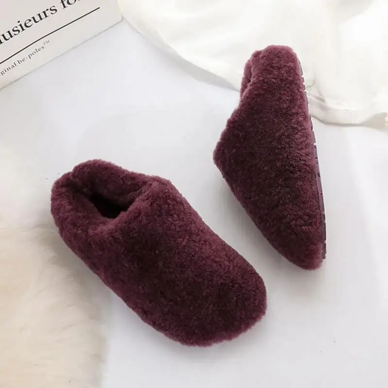

Top Quality Natural Sheepskin Fur Slippers Fashion Winter Women Indoor Slippers Warm Wool Home Slippers Lady Casual House Shoes
