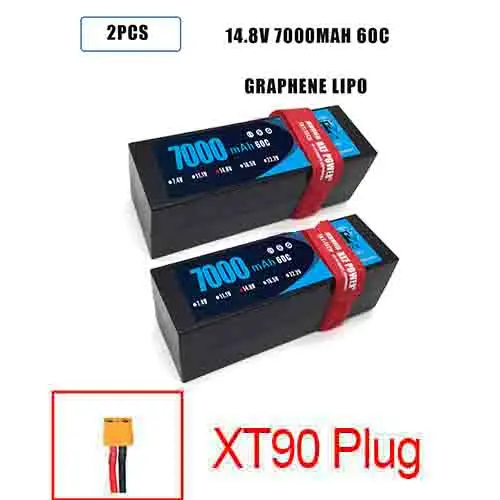 2PCS7000HARDXT90 DXF Lipo 4S аккумулятор жесткий чехол 14,8 V 7000mAh 60C 120C AKKU для 1:8 1:10 RC автомобиль E Багги Truggy Грузовик Лодка вертолет Квадрокоптер - Цвет: 2PCS7000HARDXT90