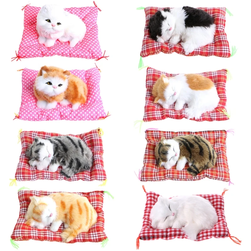 

Kids Plush Stuffed Toy Cute Sleeping Cat Press Simulation Sound Animal Doll Gift Simulation Animal Cat Sound Toys