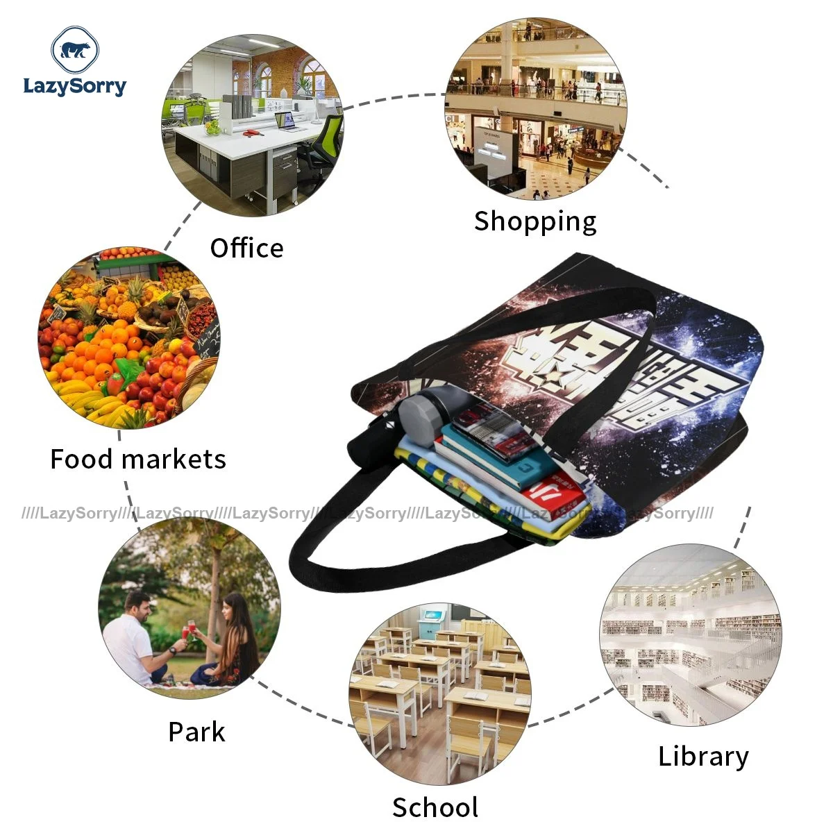 

Seiya Shopping Bag Woman Gift Handbags Reusable Polyester School Bags