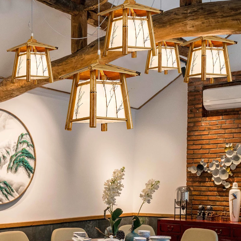 

Chinese restaurant bamboo art bamboo chandelier teahouse art lamp Chinese style creative personalized Japanese lamp