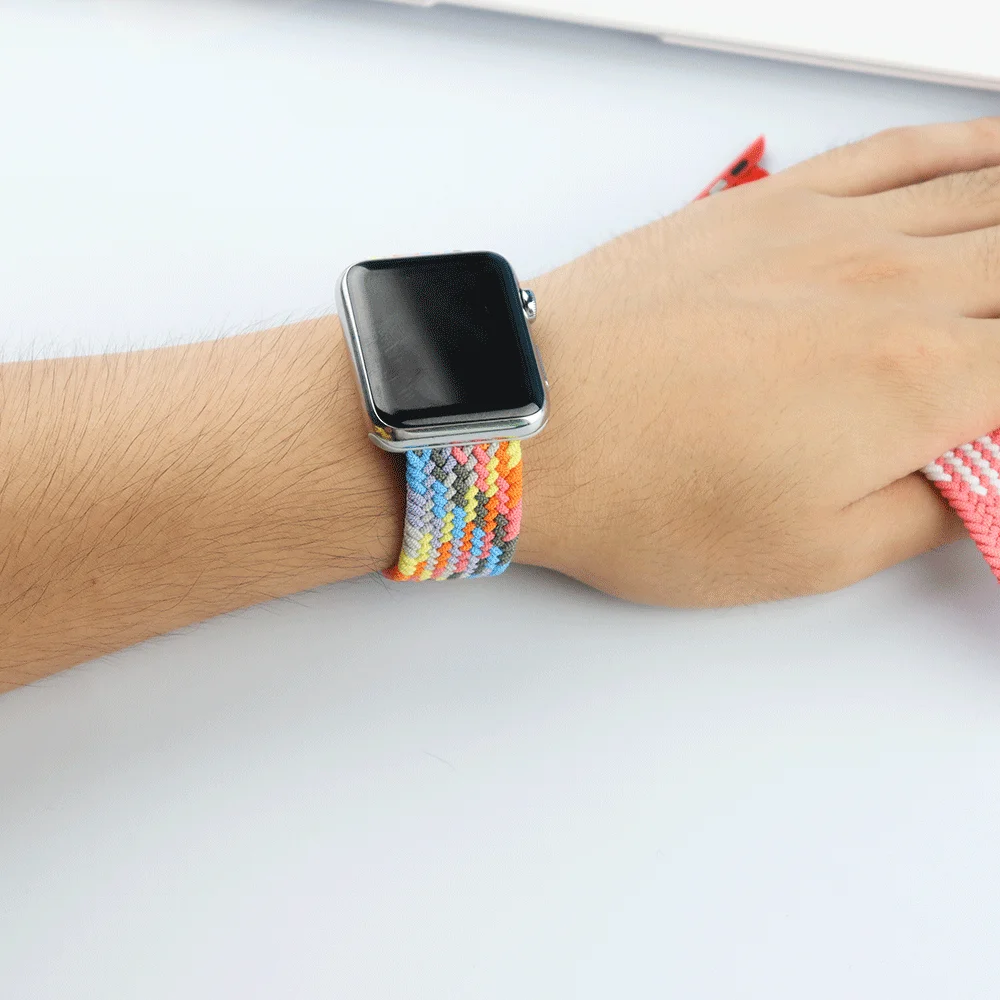 

Soft Nylon Braided Solo Loop fabric Strap For Apple Watch band 44mm 40mm 38mm 42mm Elastic Bracelet for iWatch Series 6 SE 5 4 3