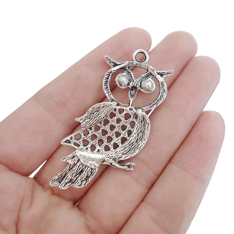 ZXZ 10pcs Bird Owl Charms Pendants for Necklace Jewelry Making Findings 53x34mm | Украшения и аксессуары