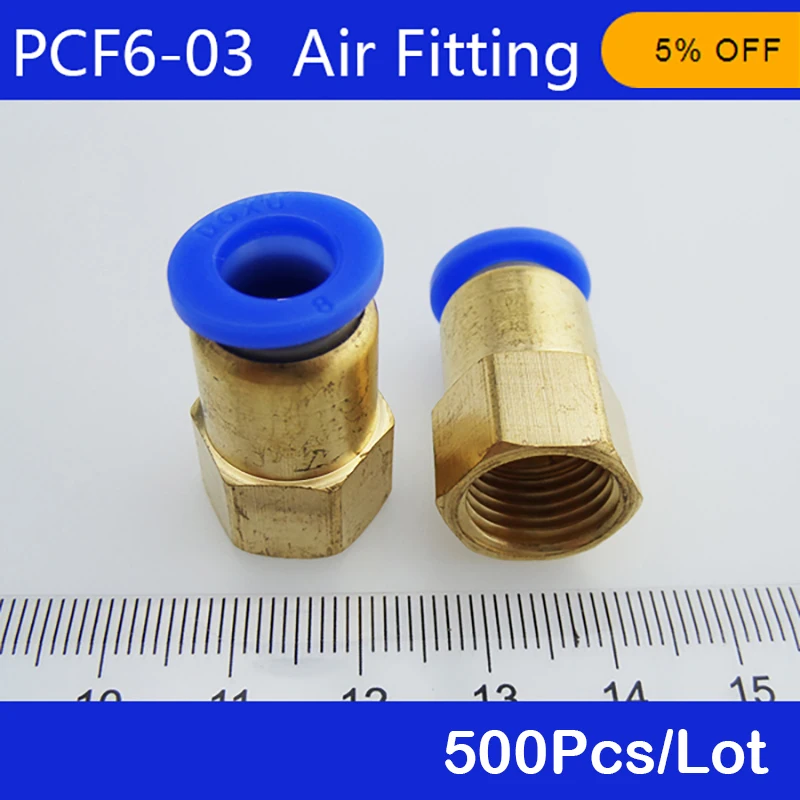 Бесплатная доставка 500 шт PCF6 03 3/8 &quotPT Женская резьба 6 мм Push In Joint пневматическая