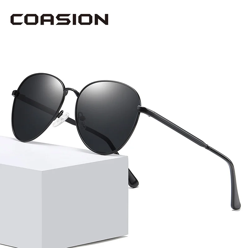 Женские солнцезащитные очки кошачий глаз COASION поляризационные розовые линзы с