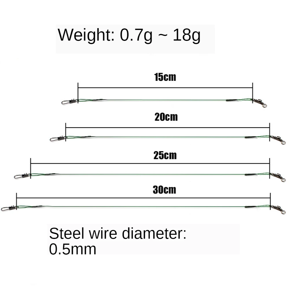 

100 Pcs Fishing Line Tracer Leads With Swivel Joints and Snaps Anti-bite Line Front Wire Fishing Gear Accessories
