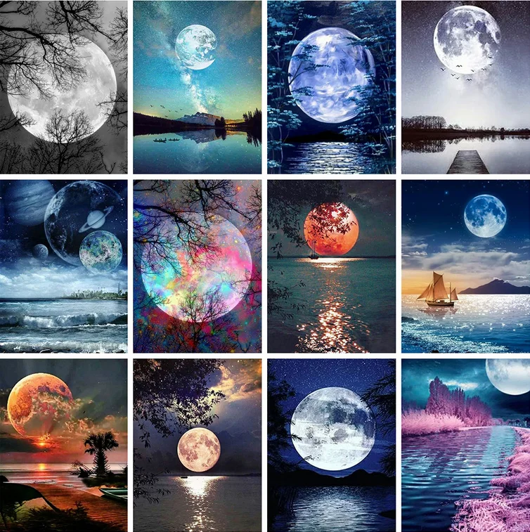 Набор для алмазной вышивки Луна Yikexin крестиком мозаика в подарок | Дом и сад