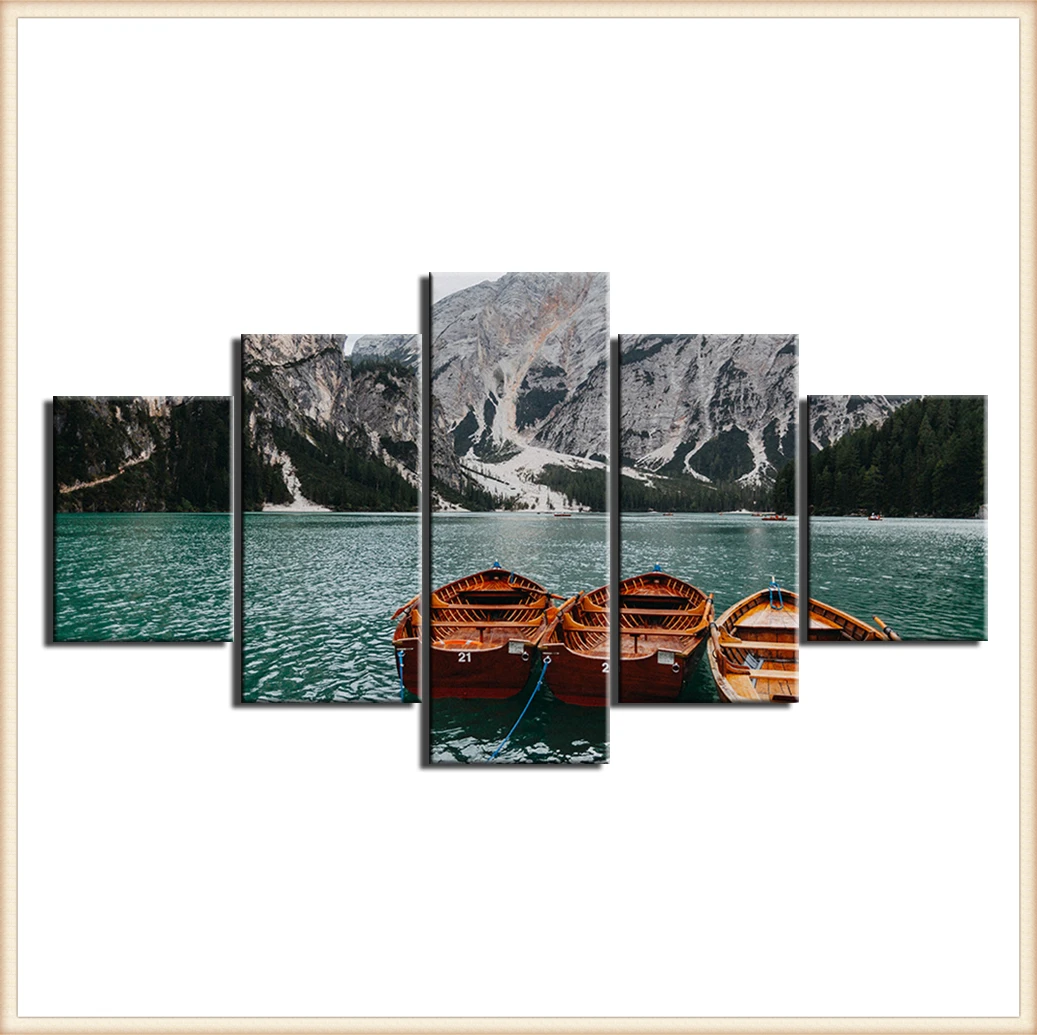 

HD 5 Pieces Scenic Snow-capped and Lakes Pictures Posters Wall Art Home Decor for Living Room Painting Wall Art Anime Poster