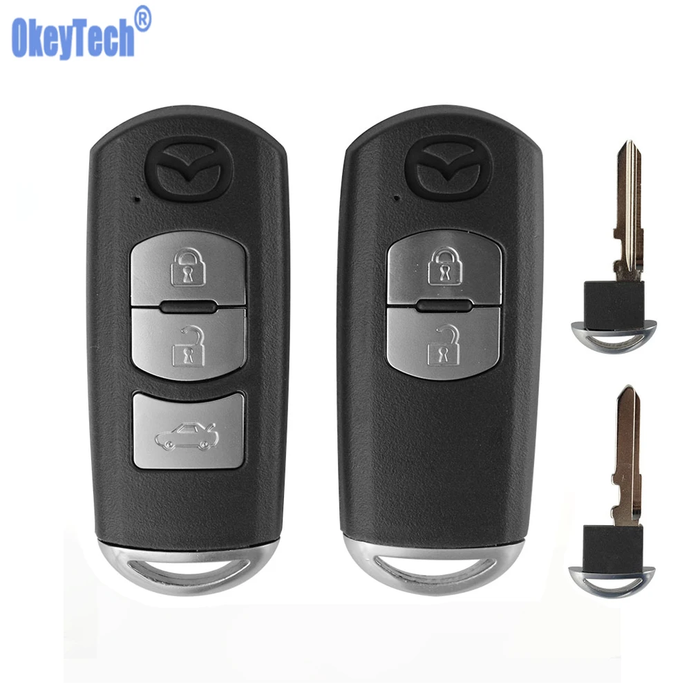 

OkeyTech 2/3 Button Smart Car Key Fob Shell for Mazda X-5 Summit Axela Atenza M3 M6 Auto Remote Control Key Fob With Uncut Blade