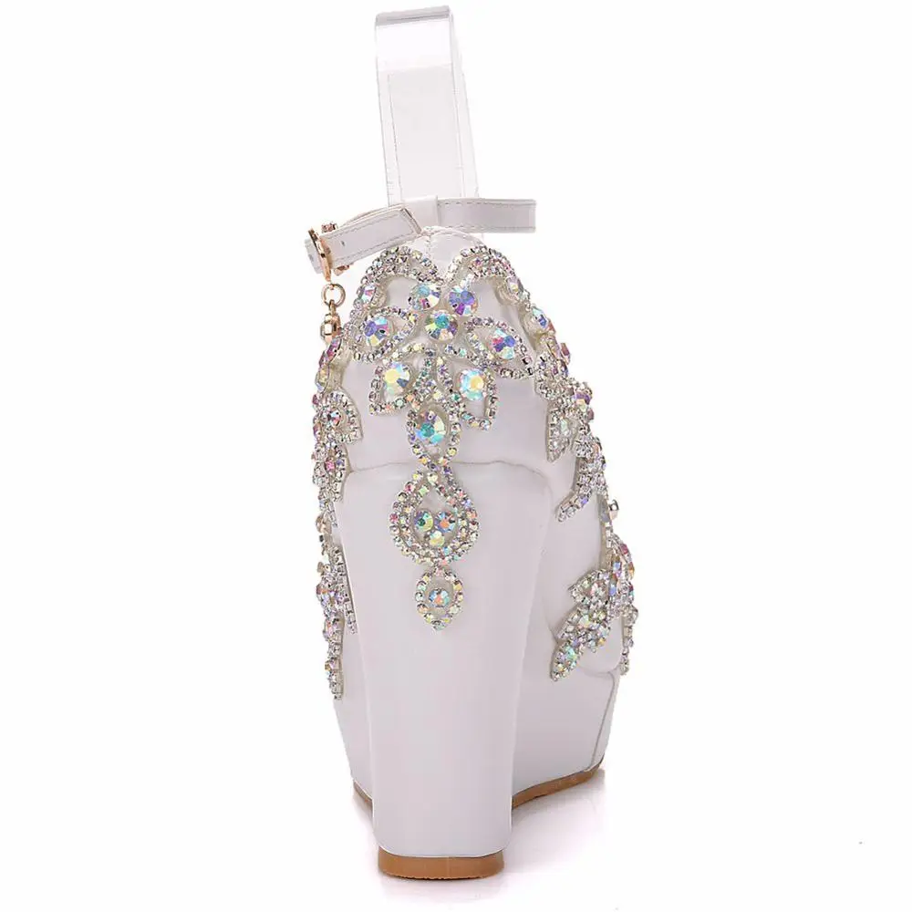 Туфли лодочки Стразы с кристаллами высокий каблук 10 см Свадебная обувь для