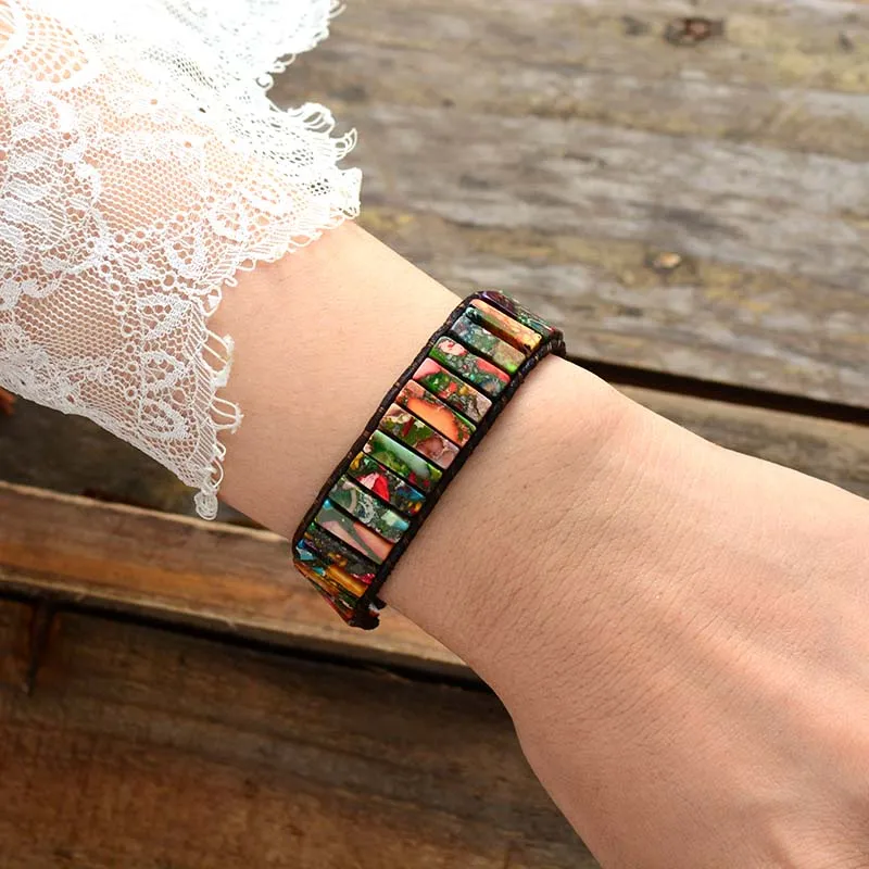 Женский браслет с бусинами из натурального камня | Украшения и аксессуары