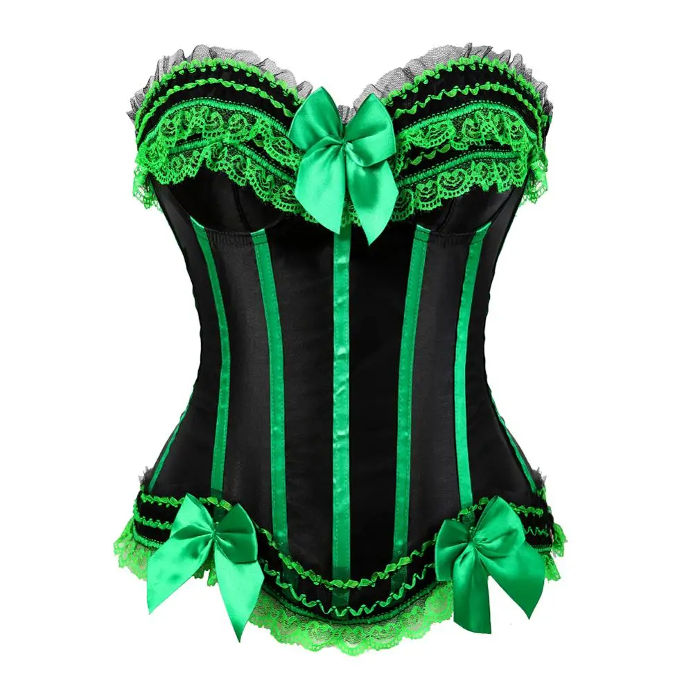 

Corset Bustier with Pirate Skirt and Blouse Gothic Striped Zip Push Up Corsetto 3 Piece Carnival Party Cowgirl Costume Steampunk