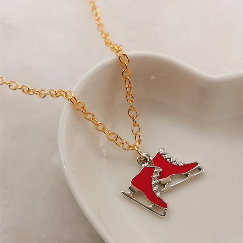 3D скейтборд ожерелье с обувью и белой эмалью в виде красный Мужская цепочка