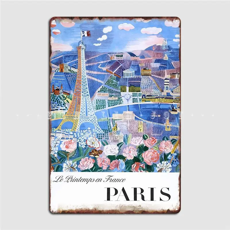 

1966 Raoul Dufy Le Printemps En Франция Париж дорожный металлический знак Настенный декор бар пещера Ретро жестяной знак паба постер