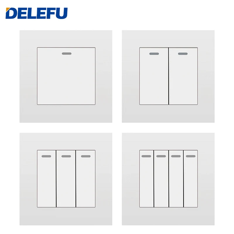 

DELEFU Universal Standard White Type 86mm Rocker Switch Power Switch 1/2/3/4 Gang 1/2 Way 13A 110V 250V Flame Retardant PC Panel