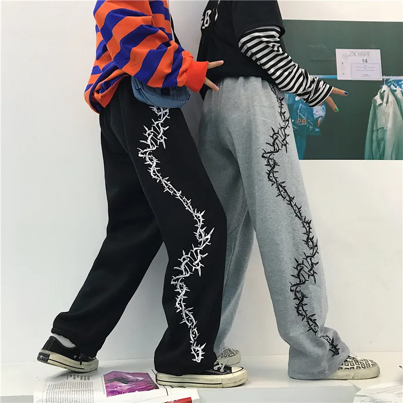 Женские теплые брюки с принтом в стиле хип хоп повседневные эластичные свободные