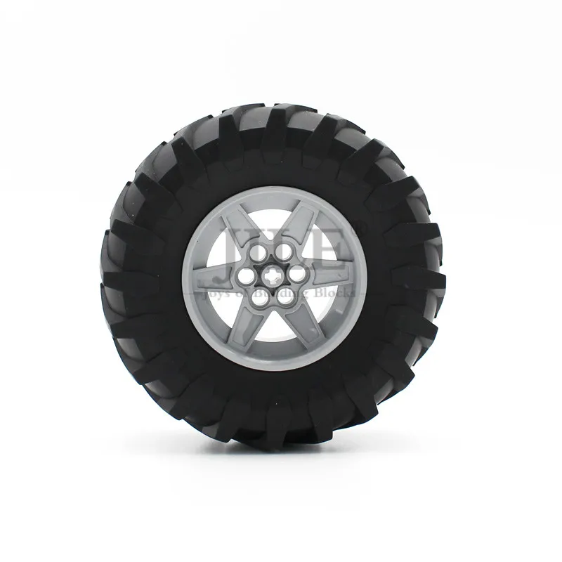 Technology Wheel 56mm D. x 34mm Racing Medium 6 Pin Holes with Tire 107 44R Tractor Straight Tread 15038 23798 Building Block | Игрушки и