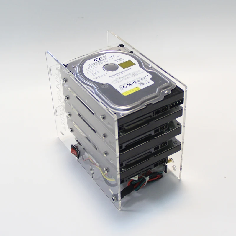 DIY Hard Disk Expansion Bracket - HDD 3.5 NAS 4 Disk External Racks - Power Supply Support - Transparent Acrylic Rack image 4