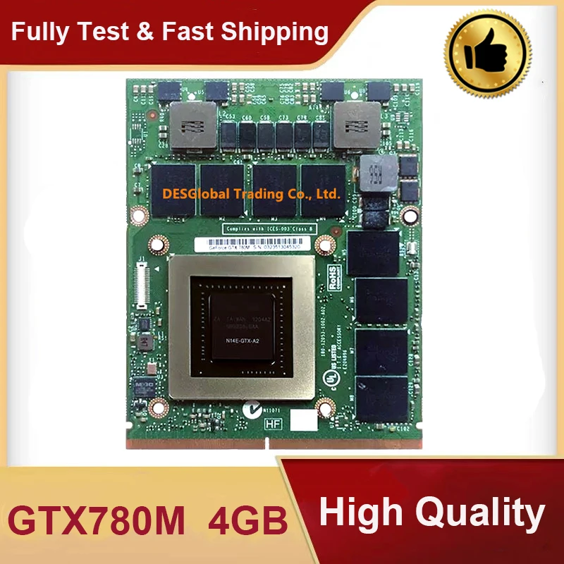 Оригинальная Видеокарта GTX 780M GTX780M VGA 4 Гб N14E-GTX-A2 для ноутбука DELL Alienware M17X R4 R5 M18X R2 R3