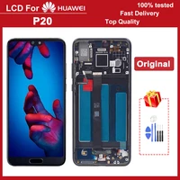 original 5 8 ips lcd display with frame for huawei p20 lcd touch screen digitizer assembly eml l09 eml l22 eml l29 repair parts