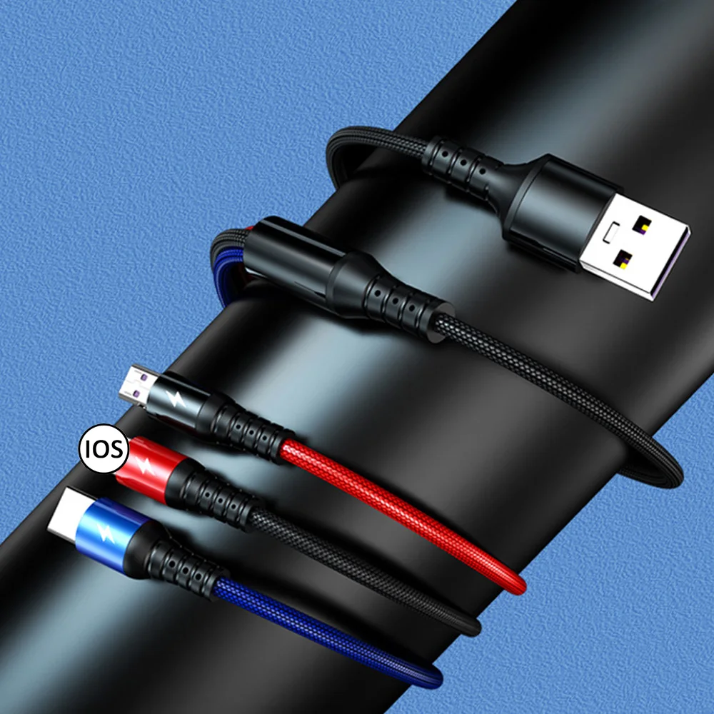 

Super Charge 3 in 1 USB Cable for Huawei for iPhone 12 11 Pro Max 3in1 2in1 Fast Charge 8 Pin Micro USB Type C Cable for Samsung
