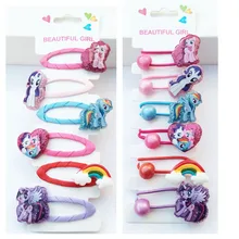 6 Pcs My Little Pony Hair Rope Hair Clip Child Girl Cartoon Cut Cartoon Resin Rainbow Baby Hair Accessories