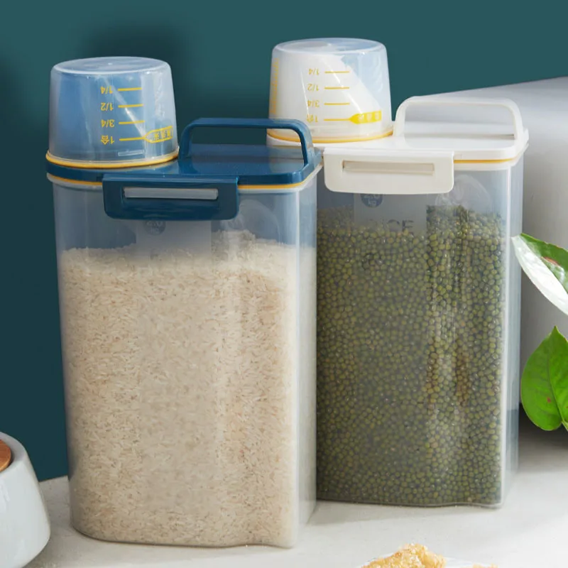 

Home Food Storage Rice Bucket Kitchen Plastic Grains Insect-Proof Storage Box Sealed Moisture-Proof Storage Tank Organizer