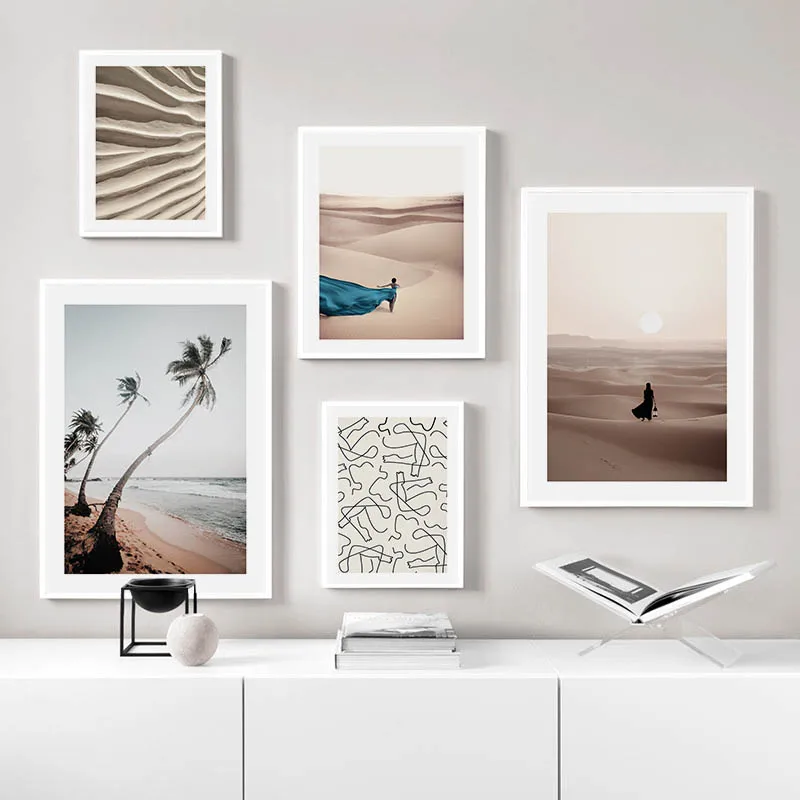Scandinavian Desert Abstract Nature Landscape Painting Canvas Poster Nordic Wall Art Print Line Drawing Picture Home Decoration | Дом и сад