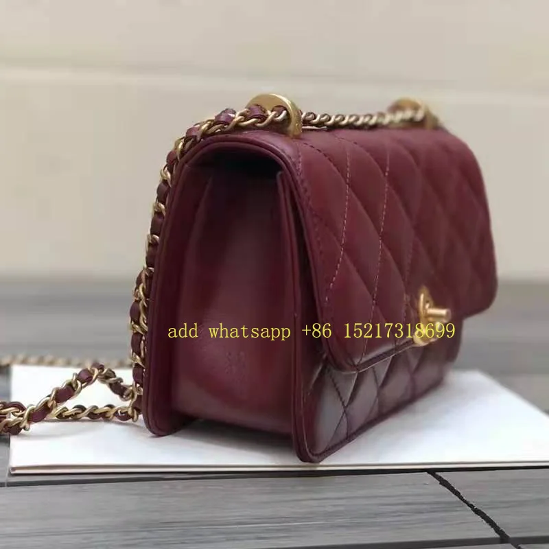 

Top Quality Genuine Leather Pure Copper Hardware 2021 Latest Single Shoulder Slant Cross Cowhide Rhombic Flap Fashion Bag