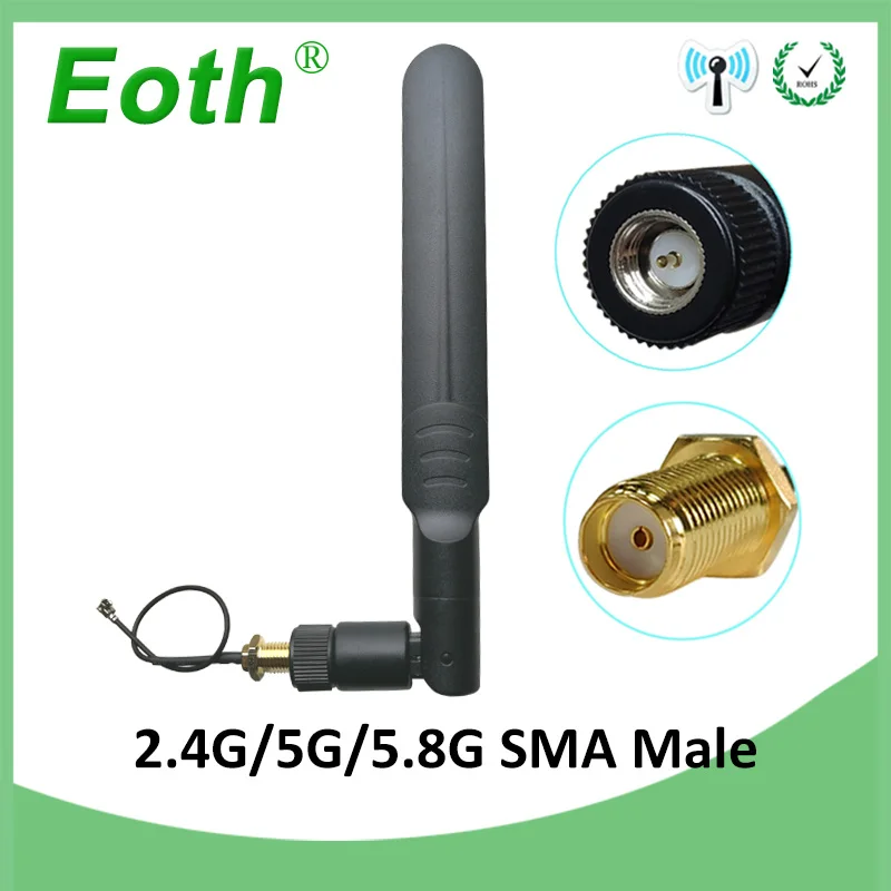 Двухдиапазонный 2 4 ГГц 5G Гц 5 8 GHz антенна Wi Fi 4g 8dBi SMA разъем 8G + 21 см соединительный