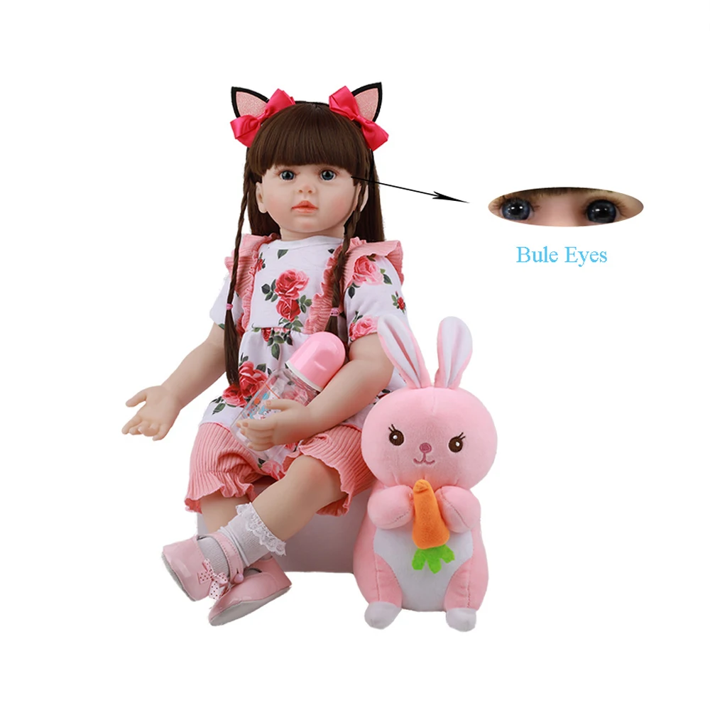 60 см Детские куклы с голубыми глазами для новорожденных длинными волосами Kawaii
