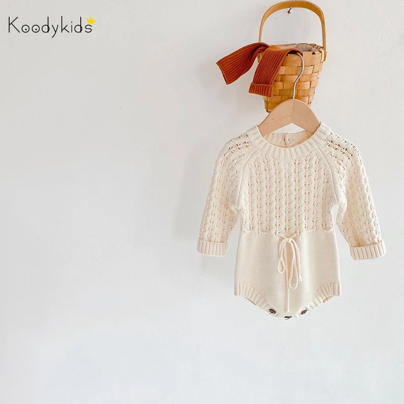 Весна 2021 вязаное боди Koodykids для маленьких девочек вязаные комбинезоны винтажная
