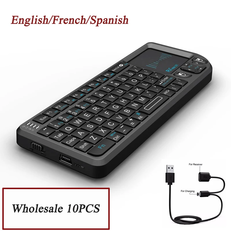 10 шт. Rii Mini X1 Французский Испанский Английский мини 2 4 ГГц Беспроводная клавиатура