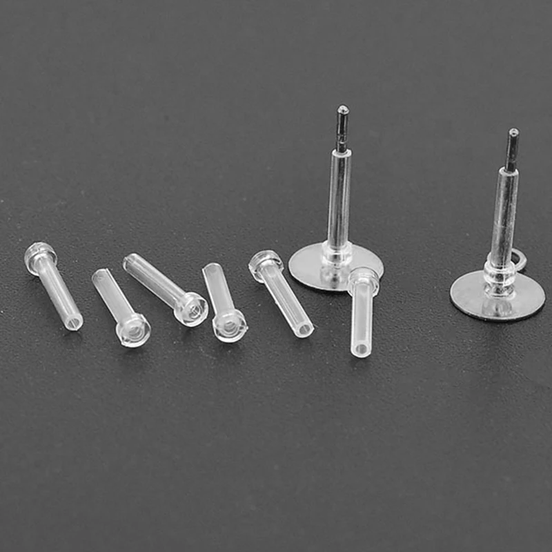 50pcs Earring Environmental Clutch Anti Allergy Back Plugs Sleeve Tube Protection Ears Safety Pad Protector DIY Jewelry Findings