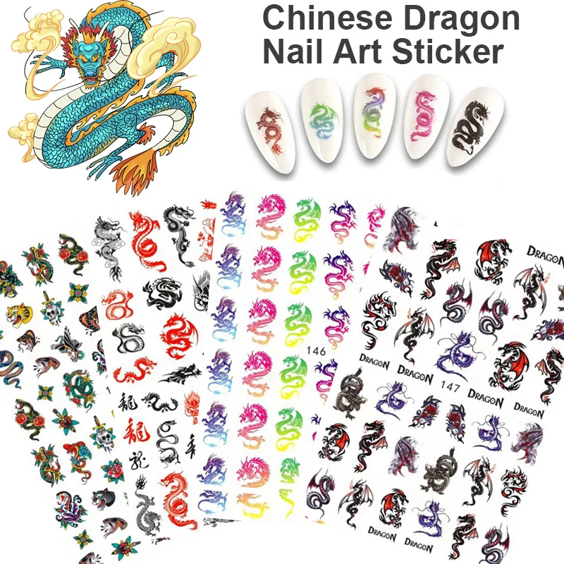 

3D Nail Sticker Chinese Dragon Snake Decals Waterproof Adhesive Nails Art Tip DIY Manicure Transfer Foils Slide Decor Design &&