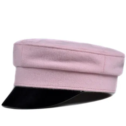 pink 2 RY920, английская мода, натуральная лакированная кожа, шерстяная ткань, темно-синяя шляпа для женщин, женская кашемировая черная шляпа на плоской подошве - Цвет: pink 2