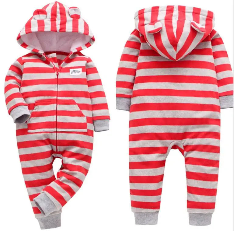 Комбинезон для мальчиков и девочек теплая флисовая Пижама с капюшоном принтом