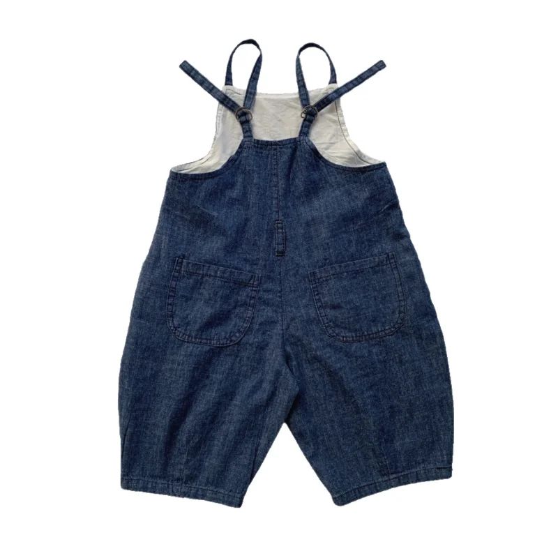

WLG Boys Girls Denim Overalls Kids Clothes Summer Denim Blue Solid Overall Baby Casual All Match Clothes