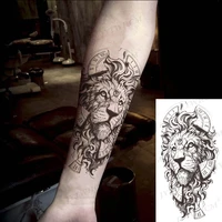 lion king temporary tattoo stickers rose flowers tiger flash tattoos edges wolf skeleton body art arm fake sleeve tattoo for men