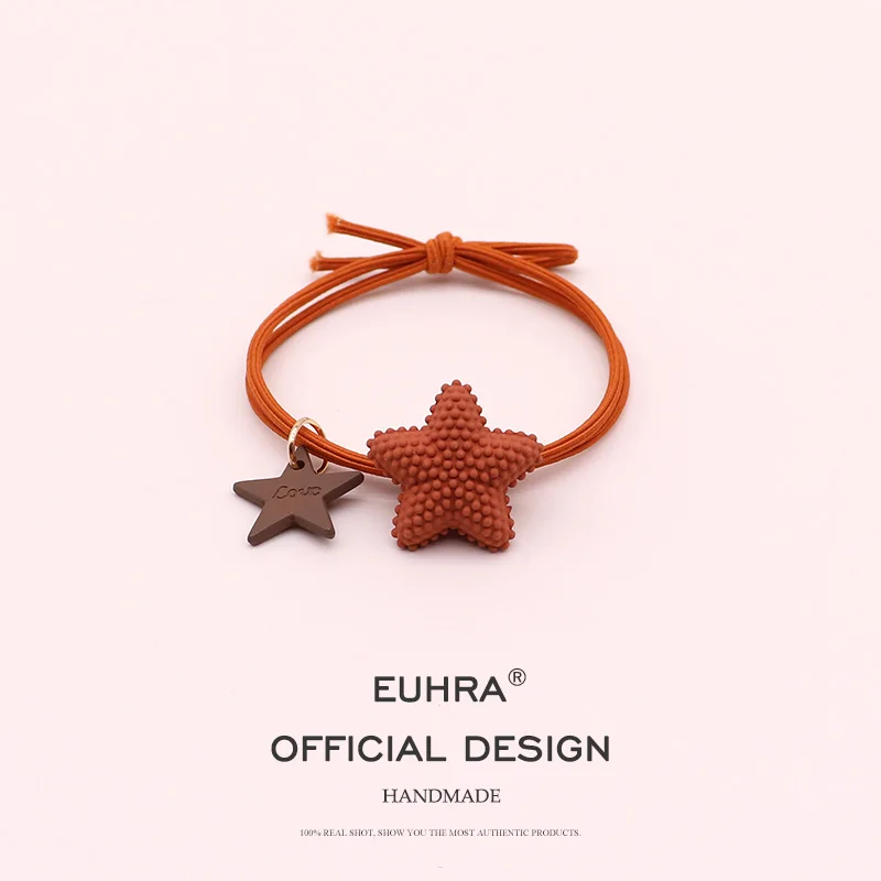 EUHRA 5 цветов Bump Star Pentagram с биркой эластичные резинки для волос женская лента для волос Детские аксессуары для волос резинка