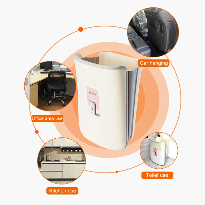 

Bins Kitchen Garbage Bin Foldable Car Trash Mounted Trashcan For Bathroom Toilet Storage Bucket Dropshipping N2N006B47