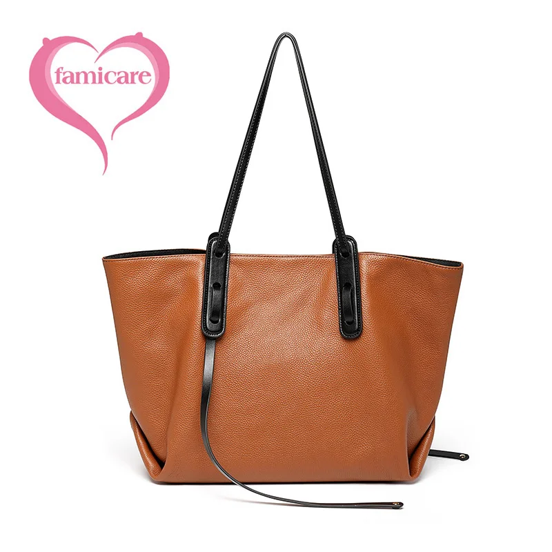 2022 Luxury Women Bag Female Casual Tote Lady Fashion Shoulder Bags College Girls Cowhide Genuine Leather Handbag Shopping Bag