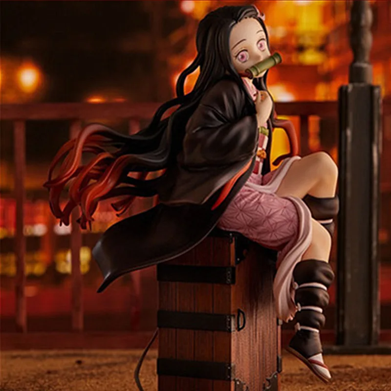 

17cm Anime Demon Slayer Kimetsu no Yaiba Kamado Nezuko Action Figure Sitting box PVC collect Model Toys for kids Japan Comic